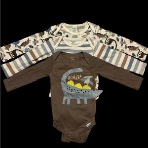 Gerber 3 piece l/s dinosaur bodysuits
